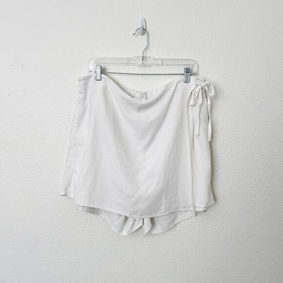 [Old Navy] White Linen Blend High Rise Front Wrap Mini Skort NWT Sz XL Tall XLT - Picture 2 of 11